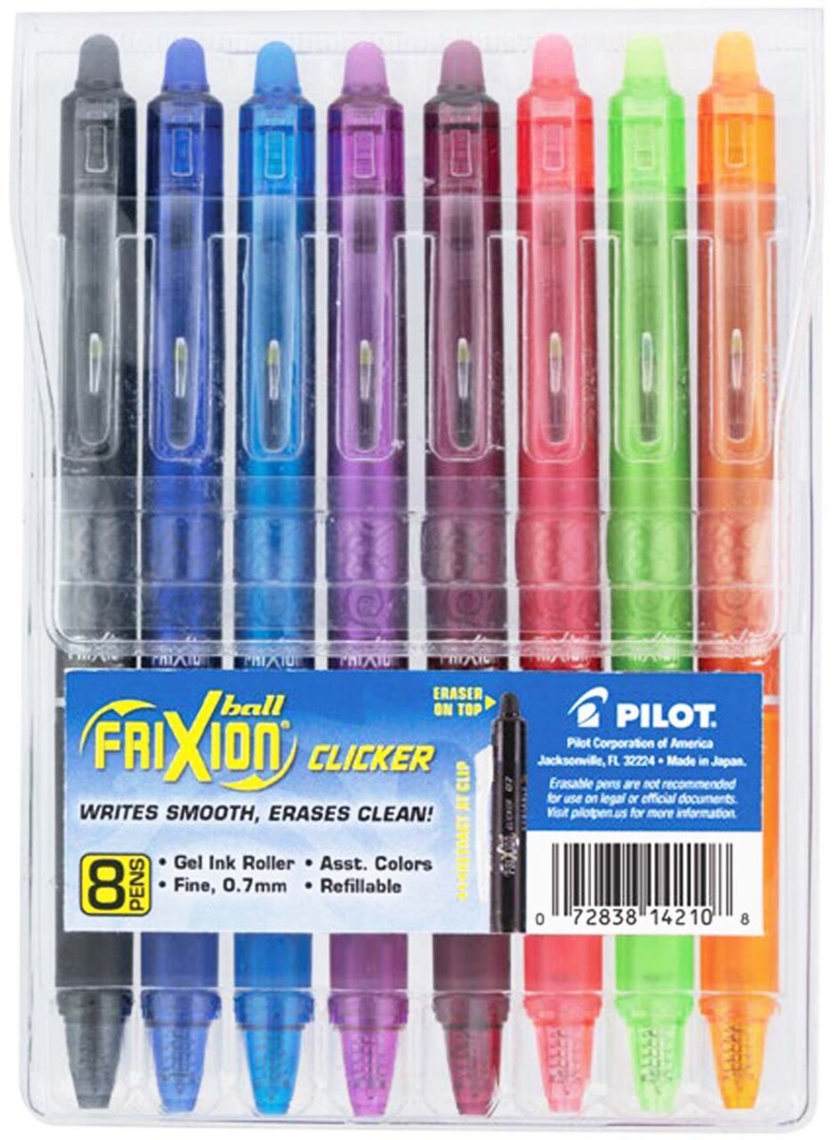 Pilot Frixion Ball Clicker Fine Point Erasable Pens 8/Pkg-Assorted Colors